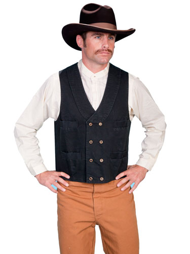 Scully Double-Breasted Canvas Vest – Black - Men's Western Vests and Jackets | Spur Western Wear