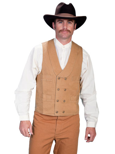 Scully Double-Breasted Canvas Vest – Brown - Men's Western Vests and Jackets | Spur Western Wear