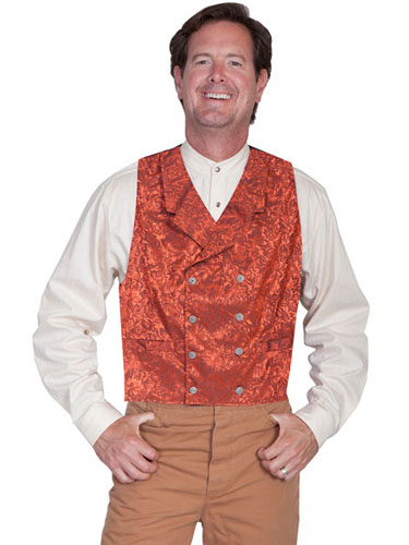 Wah Maker Silk Double Breasted Vest – Rust - Men's Old West Vests And Jackets | Spur Western Wear