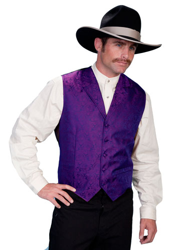 Scully Notched Lapel Paisley Vest - Purple - Men's Old West Vests and Jackets | Spur Western Wear