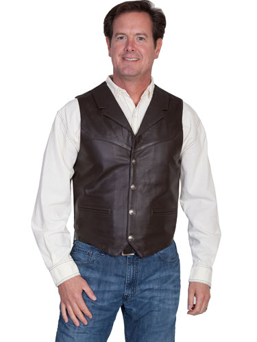 Scully Soft Touch Lambskin Notched Lapel Vest – Brown - Men's Leather Western Vests and Jackets | Spur Western Wear