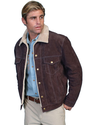 Scully Sherpa Lined Western Leather Jacket – Chocolate - Men's Leather Western Vests and Jackets | Spur Western Wear