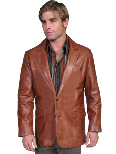 Scully Italian Leather Blazer - Antique Brown - Men's Leather Western Vests and Jackets | Spur Western Wear