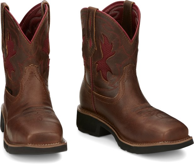 Justin Ladies Square Nano Composite Toe Work Boot-19-GY9962, Ladies' Western Boots | Spur Western Wear
