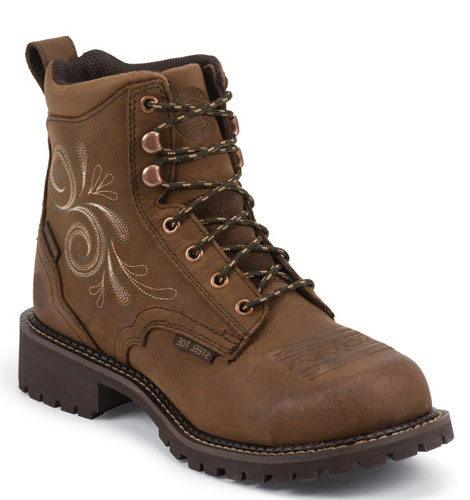 Justin Gypsy Katerina Waterproof Lacer Work Boot - Steel Toe - Aged Bark - Ladies' Western Boots | Spur Western Wear