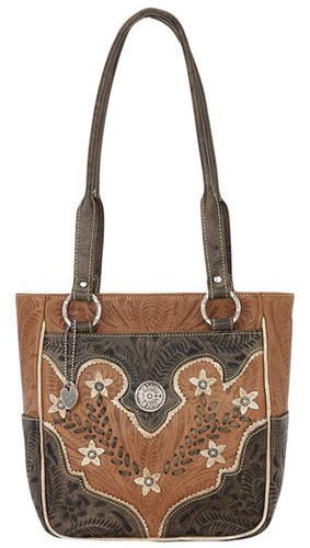 American West Desert Wildflower Tote - Charcoal & Tan - Ladies' Western Handbags And Wallets | Spur Western Wear
