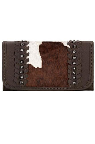 American West Cowtown Hair-On Cowhide Tri-fold Wallet - Chocolate - Ladies' Western Handbags And Wallets | Spur Western Wear