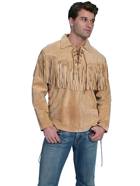 Scully Boar Suede Leather Trapper Shirt - Bourbon - Men's Leather Western Vests and Jackets | Spur Western Wear