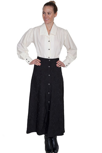 Wah Maker Button-Front Skirt - Black - Ladies' Old West Skirts | Spur Western Wear