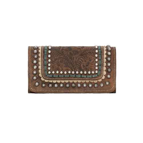 American West Blue Ridge Charcoal Brown Tri-fold Wallet - Ladies' Western Handbags And Wallets | Spur Western Wear