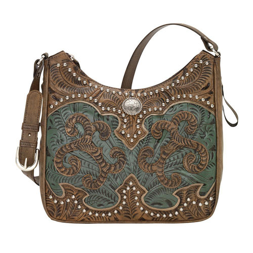 American West Annie's Secret Concealed Carry Shoulder Bag - Turquoise & Brown - Ladies' Western Handbags And Wallets | Spur Western Wear