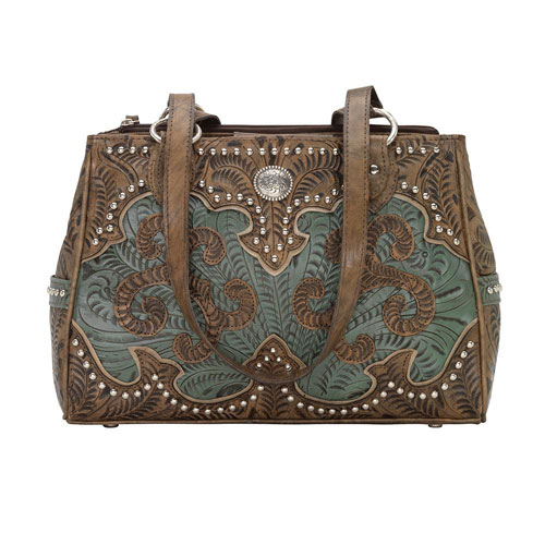 American West Annie's Secret Concealed Carry Tote - Turquoise & Brown - Ladies' Western Handbags And Wallets | Spur Western Wear