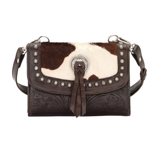 American West Texas Two Step Crossbody Bag/Wallet - Chocolate & Pony Hair - Ladies' Western Handbags And Wallets | Spur Western Wear