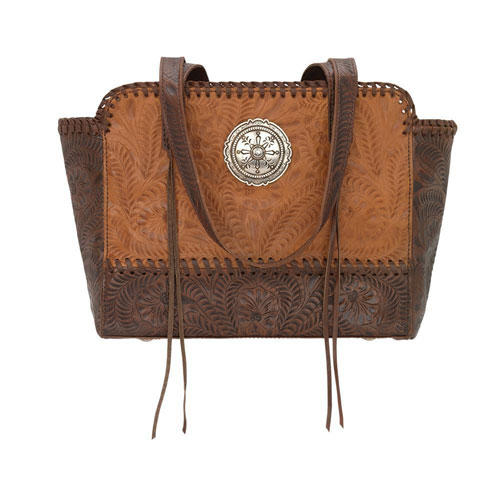 American West Annie's Secret Concealed Carry Zip-Top Tote - Golden Tan & Brown - Ladies' Western Handbags And Wallets | Spur Western Wear