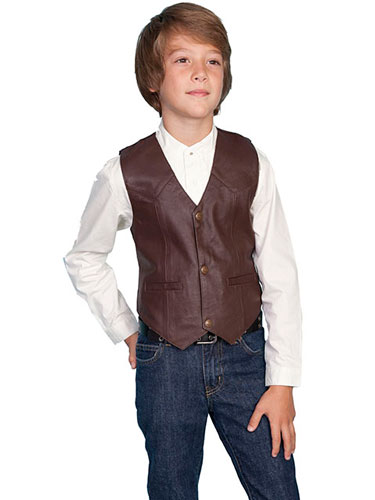 Scully Lambskin Vest - Brown - Boys' Old West Vests and Jackets | Spur Western Wear