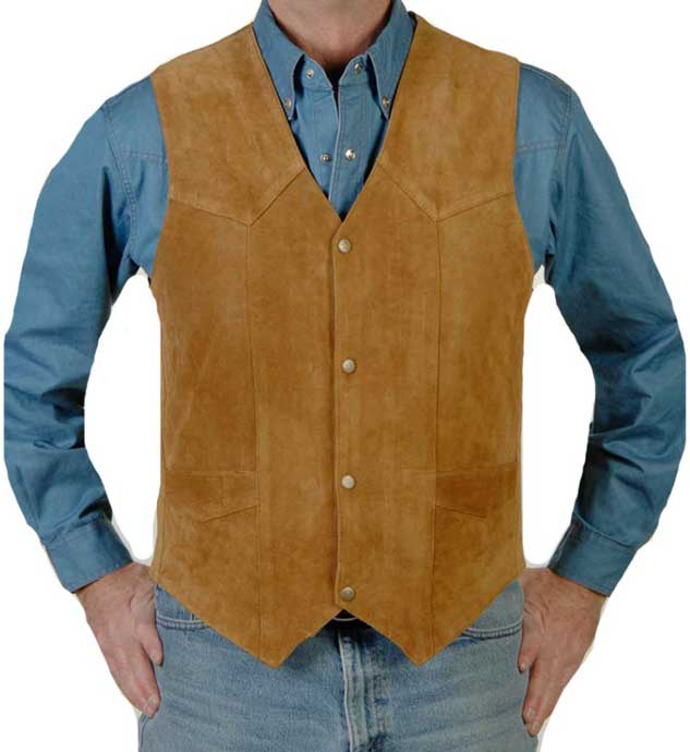 Liberty Wear  Tobacco Cow Suede Western Vest, - Men's Leather Western Vests and Jackets | Spur Western Wear