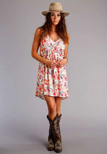 Stetson Floral Watercolor Print Dress - Pink - Ladies' Western Skirts And Dresses | Spur Western Wear