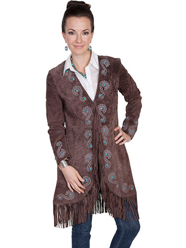 Scully Boar Suede Embroidered Leather Jacket - Expresso - Ladies Leather Jackets | Spur Western Wear