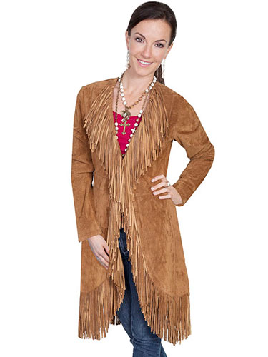 Scully Boar Suede Maxi Leather Jacket - Cinnamon - Ladies Leather Jackets | Spur Western Wear