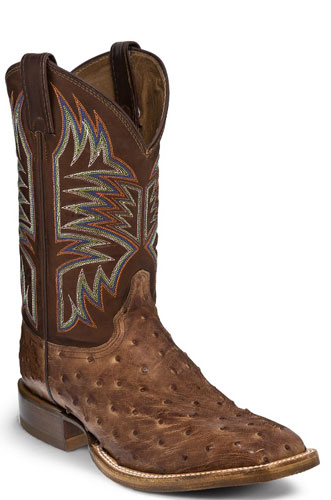 Justin Josiah Full Quill Ostrich Western Boot - Dark Brown - Men's Western Boots | Spur Western Wear