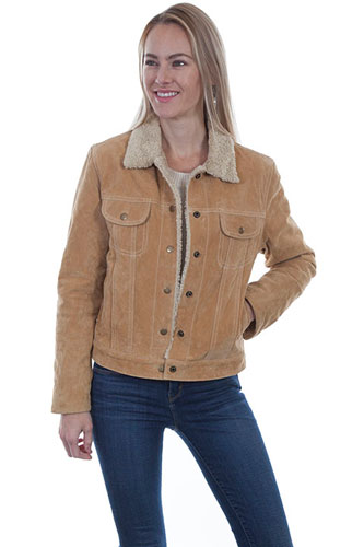 Scully Boar Suede Leather Jean Jacket - Rust - Ladies Leather Jackets | Spur Western Wear