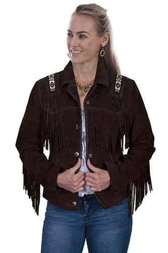 Scully Bead Trimmed Suede Leather Jacket - Expresso - Ladies Leather Jackets | Spur Western Wear