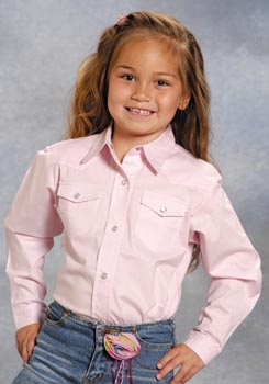 Roper Poplin Long Sleeve Snap Front Western Shirt - Pink - Girls' Western Shirts | Spur Western Wear