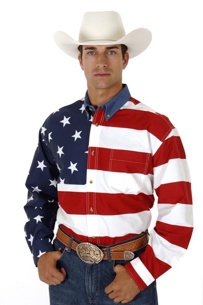 Roper American Flag Long Sleeve Button Front Western Shirt - Tall - Men's Western Shirts | Spur Western Wear