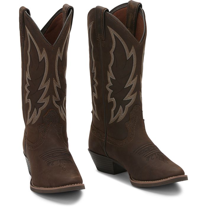 Justin Stampede Rosella Western Boot - Chocolate - Ladies' Western Boots | Spur Western Wear