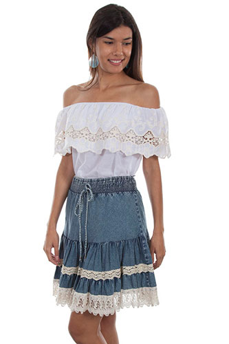 Scully Honey Creek Denim Skirt - Blue - Ladies' Western Skirts And Dresses | Spur Western Wear