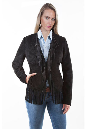 Scully Boar Suede Leather Western Jacket - Black - Ladies Leather Jackets | Spur Western Wear