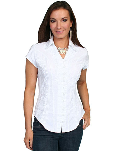 Scully Capsleeve Blouse - White - Ladies' Western Shirts | Spur Western Wear