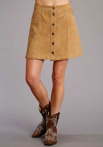 Stetson Lamb Suede Leather Skirt - Brown - Ladies' Western Skirts And Dresses | Spur Western Wear