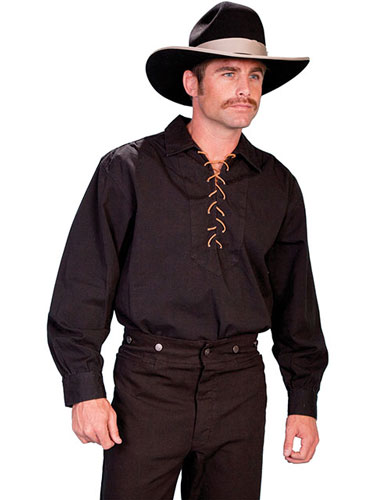 Scully Men's Lace-up Old West Shirt - Black - Men's Old West Shirts | Spur Western Wear