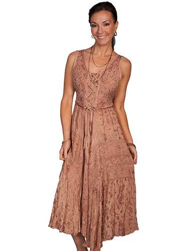 Scully Honey Creek Lace Front Dress - Beige - Ladies' Western Skirts And Dresses | Spur Western Wear