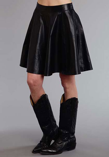 Stetson Lamb Leather Circle Skirt - Black - Ladies' Western Skirts And Dresses | Spur Western Wear