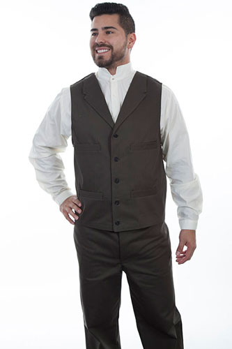 Wah Maker Herringbone Vest - Charcoal Grey - Men's Old West Vests And Jackets | Spur Western Wear