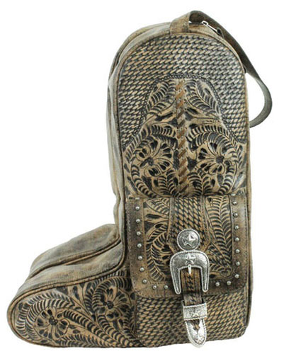 American West Retro Romance Leather Western Boot Bag - Charcoal Brown - Western Luggage | Spur Western Wear