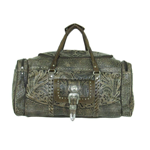 American West Retro Romance Leather Western Rodeo Bag - Charcoal Brown - Western Luggage | Spur Western Wear