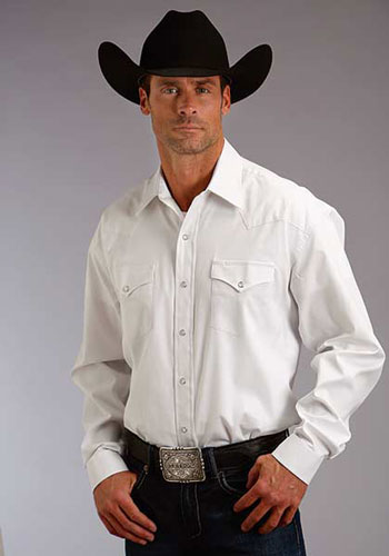Stetson Oxford Long Sleeve Western Shirt - White - Men's Western Shirts | Spur Western Wear