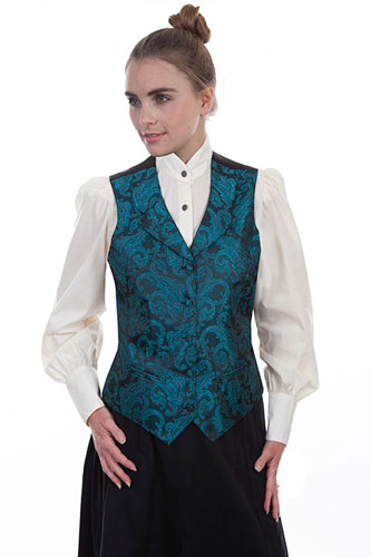 Scully Scroll And Swirls Paisley Vest - Teal - Ladies Vests And Jackets | Spur Western Wear