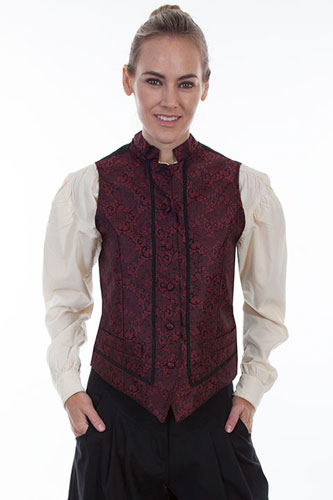 Scully Paisley Vest - Red - Ladies Vests And Jackets | Spur Western Wear