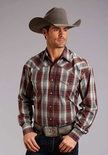Stetson Ombre Plaid Long Sleeve Snap 
