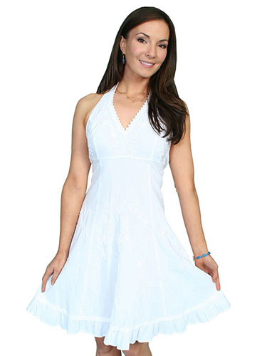 Scully Halter Dress - White - Ladies' Western Skirts And Dresses | Spur Western Wear