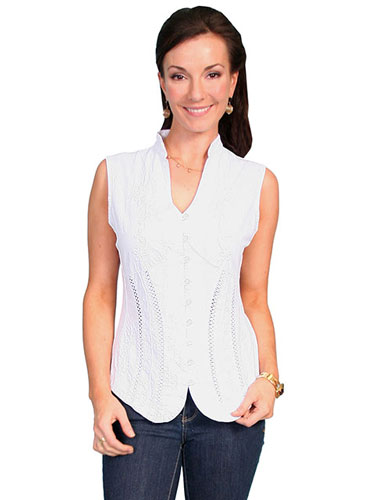 Scully Sleeveless Blouse - White - Ladies' Western Shirts | Spur Western Wear