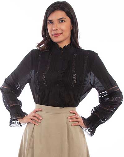 Scully  Victorian  Black Lace Blouse