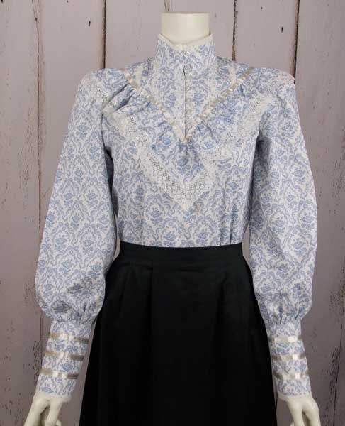Frontier Classics Ruffled Blouse-Blue Rose -351,Ladies' Old West Blouses | Spur Western Wear