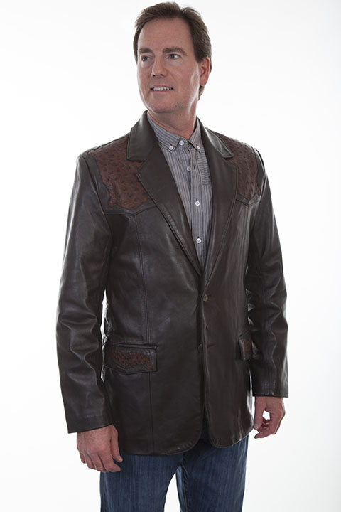 Scully Italian Leather Blazer - Chocolate - Men's Leather Western Vests and Jackets | Spur Western Wear