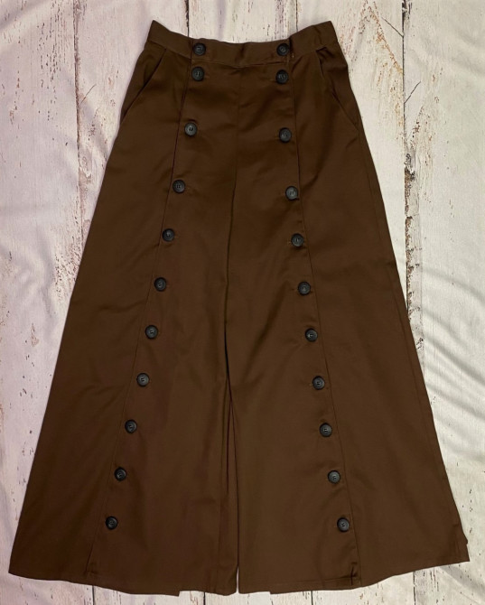 Frontier Classics Button Front Split Riding Skirt - Tan,- Ladies' Old West Skirts and Dresses | Spur Western Wear