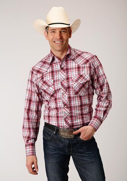 Roper Plaid Long Sleeve Snap Front Western Shirt - Red - Big & Tall,- Men's Western Shirts | Spur Western Wear
